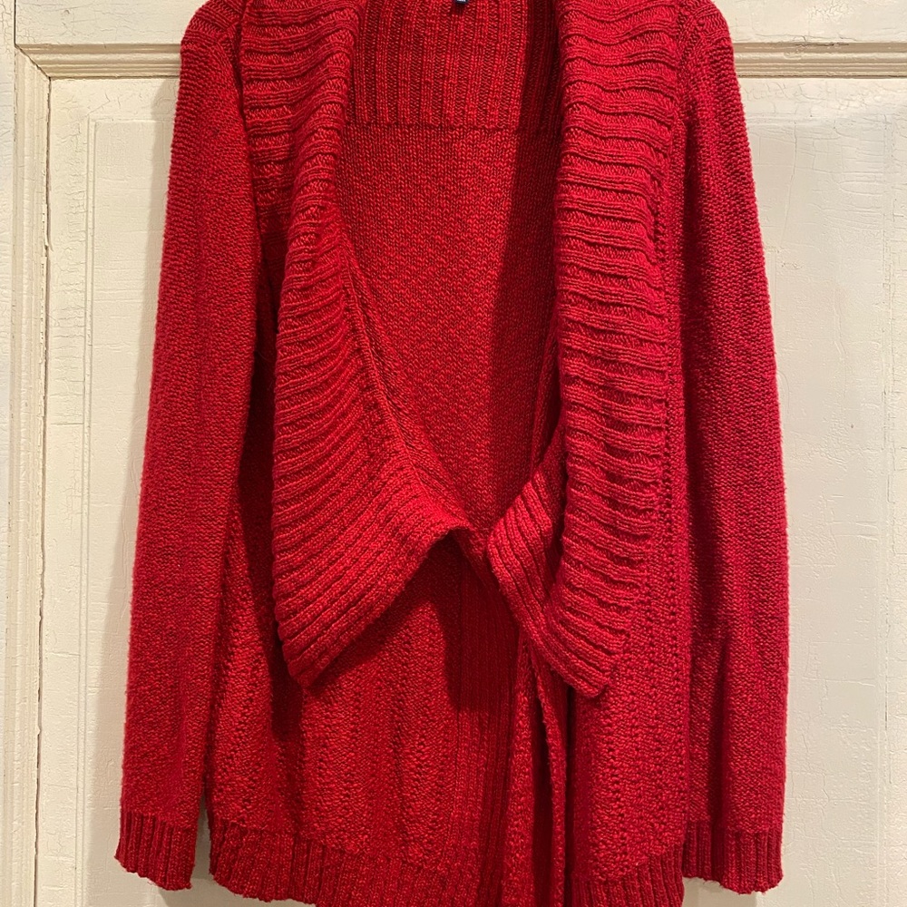 Red cardigan sweater by Jones New York